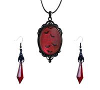 CHUOZI Ensemble de boucles d'oreilles et colliers gothiques pour femme, collier vintage en verre de cristal de style punk, corbeau, chauve-souris, sorcière, bijoux mystérieux d'Halloween (corbeau 1