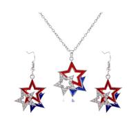 CHUOZI Ensemble de colliers et boucles d'oreilles pour le jour de l'indépendance du 4 juillet pour femme - Boucles d'oreilles rouges blanches et bleues - Marchandises pour 250e anniversaire de mariage