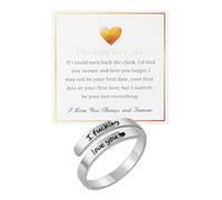 CHUOZI I Fcking Love You Bague réglable en acier inoxydable avec lettre « Always and Forever » gravée en forme de cœur pour femme, petite amie, amoureuse