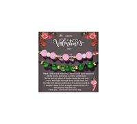 CHUOZI Lot de 2 bracelets méchants pour couples, sorcières, meilleures amies, bracelets en cristal vert et rose, perles de pierres précieuses réglables Elphaba, Galinda, cadeaux de Saint-Valentin pour