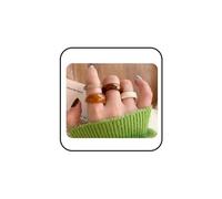CHUOZI Lot de grosses bagues de phalange en acrylique pour femme, style bohème multicolore, empilables, géométrique, simplicité, printemps, été, plage, blanc et noir, taille unique, Bois d'agar
