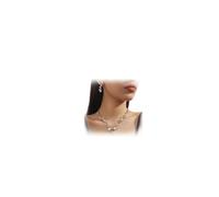 CHUOZI Parure collier et boucles d'oreilles en forme de fleur en strass argenté/doré pour mariée, collier en cristal noir, collier plastron en strass, bijoux pour femme, accessoires de costume (noir)
