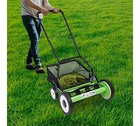 CHUOZI Tondeuse à gazon manuelle sans fil réglable en hauteur et récupérateur d'herbe efficace avec panier de collecte amovible, 4 roues 30,5 cm 5 lames