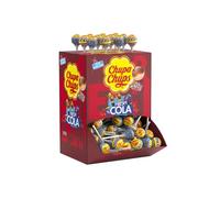 Chupa Chups - Boîte Carton 150 Sucettes Fresh Cola - Sucettes goût Cola et Cola Citron - Bâton en Papier - Idéal pour Fêtes d'Anniversaires