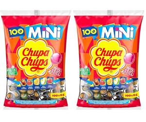 Chupa Chups Chupa Chups Sachet De 100 Mini Sucettes Assorties, Orange (Lot de 2)