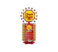Chupa Chups - Roue de 213 Sucettes - Sucettes à la Pulpe de Fruits + Cola, Milky et Choco-Vanille - Présentoir Original Collector des Boulangeries