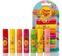 Chupa Chups Lot de 7 Baumes à Lèvres, Saveurs Fruits Variées, Watermelon, Lemon, Orange, Strawberry, Apple, Pineapple, Peach