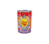 Chupa Chups - Megapot de 1 000 Sucettes à la Pulpe de Fruits + Cola et Milky - Sans Gluten et Sans Édulcorants - Boite Collector en Métal