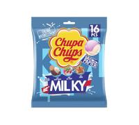 Chupa Chups Milky - Sachet de 16 Sucettes Gourmandes aux Saveurs Lait