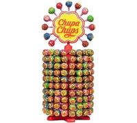 Chupa Chups - Roue de 213 Sucettes - Sucettes à la Pulpe de Fruits + Cola, Milky et Choco-Vanille - Présentoir Original Collector des Boulangeries