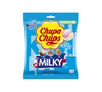 Chupa Chups - Sachet de 16 Sucettes Bonbons Milky-3 Parfums Assortis - Cacao-Vanille, Caramel et Lait-Fraise - Sans Gluten et Sans Édulcorants2