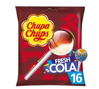 CHUPA CHUPS - Sucettes Fresh Cola, Saveur Rafraîchissante et Gourmande en Sachet de 16 (192g) - Le Lot De 4
