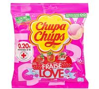 CHUPA CHUPS - Sucettes Fruitées Saveur Fraise, Plaisir Acidulé à Partager (Sachet 192g, 16 pcs) - Lot de 4 - vendu par Lot