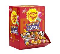 Chupa Chups Boîte carton 150 sucettes Pulpe de fruit, Cola et Milky The Best Of - 1,8 kg