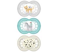 Chupetes MAM, chupete de bebé de más de 6 meses, mejor chupete para bebés amamantados, colección de diseño "día y noche", unisex, 3 unidades