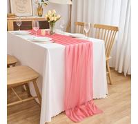 CHUQING Chemin de Table en Mousseline Mariage Noël Fuchsia | Chemin de Table en Mousseline pour Mariage Anniversaire Baptême Noël Communion Fêtes Réceptions Décoration de Table Élégante