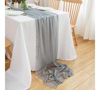 CHUQING Chemin de Table en Mousseline Mariage Noël Gris | Chemin de Table en Mousseline pour Mariage Anniversaire Baptême Noël Communion Fêtes Réceptions Décoration de Table Élégante