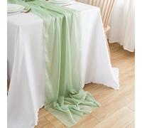 CHUQING Chemin de Table en Mousseline Mariage Noël Vert Menthe