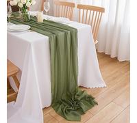 CHUQING Chemin de Table en Mousseline Mariage Noël Vert Olive | Chemin de Table en Mousseline pour Mariage Anniversaire Baptême Noël Communion Fêtes Réceptions Décoration de Table Élégante