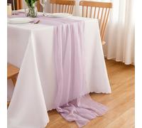 CHUQING Chemin de Table en Mousseline Mariage Noël Violet Clair | Chemin de Table en Mousseline pour Mariage Anniversaire Baptême Noël Communion Fêtes Réceptions Décoration de Table Élégante