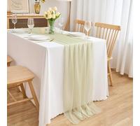 CHUQING Chemin de Table Mousseline de Soie Chemin Table Mariage 70 x 300 cm Beige Clair