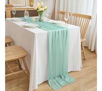 CHUQING Chemin de Table Mousseline de Soie Chemin Table Mariage 70 x 300 cm Vert Turquoise