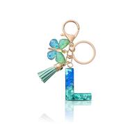 CHUQING Porte Clé Lettre Femme Papillon Pompon | Initiale Brillante avec Papillon et Petit Pompon, Idéale pour Décorer Clés, Sac ou et Offrir un Cadeau Attentionné