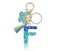 CHUQING Porte Clé Lettre Femme Papillon Pompon | Initiale Brillante avec Papillon et Petit Pompon, Idéale pour Décorer Clés, Sac ou et Offrir un Cadeau Attentionné