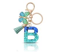 CHUQING Porte Clé Lettre Femme Papillon Pompon | Initiale Brillante avec Papillon et Petit Pompon, Idéale pour Décorer Clés, Sac ou et Offrir un Cadeau Attentionné