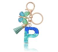 CHUQING Porte Clé Lettre Femme Papillon Pompon | Initiale Brillante avec Papillon et Petit Pompon, Idéale pour Décorer Clés, Sac ou et Offrir un Cadeau Attentionné