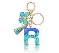 CHUQING Porte Clé Lettre Femme Papillon Pompon | Initiale Brillante avec Papillon et Petit Pompon, Idéale pour Décorer Clés, Sac ou et Offrir un Cadeau Attentionné