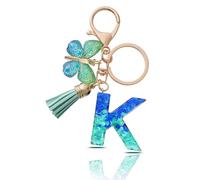 CHUQING Porte Clé Lettre Femme Papillon Pompon | Initiale Brillante avec Papillon et Petit Pompon, Idéale pour Décorer Clés, Sac ou et Offrir un Cadeau Attentionné