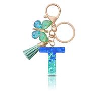 CHUQING Porte Clé Lettre Femme Papillon Pompon | Initiale Brillante avec Papillon et Petit Pompon, Idéale pour Décorer Clés, Sac ou et Offrir un Cadeau Attentionné