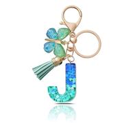 CHUQING Porte Clé Lettre Femme Papillon Pompon | Initiale Brillante avec Papillon et Petit Pompon, Idéale pour Décorer Clés, Sac ou et Offrir un Cadeau Attentionné