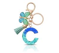 CHUQING Porte Clé Lettre Femme Papillon Pompon | Initiale Brillante avec Papillon et Petit Pompon, Idéale pour Décorer Clés, Sac ou et Offrir un Cadeau Attentionné