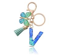 CHUQING Porte Clé Lettre Femme Papillon Pompon | Initiale Brillante avec Papillon et Petit Pompon, Idéale pour Décorer Clés, Sac ou et Offrir un Cadeau Attentionné