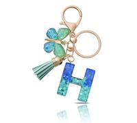 CHUQING Porte Clé Lettre Femme Papillon Pompon | Initiale Brillante avec Papillon et Petit Pompon, Idéale pour Décorer Clés, Sac ou et Offrir un Cadeau Attentionné