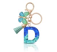 CHUQING Porte Clé Lettre Femme Papillon Pompon | Initiale Brillante avec Papillon et Petit Pompon, Idéale pour Décorer Clés, Sac ou et Offrir un Cadeau Attentionné