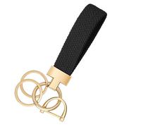 CHUQING Porte-clés de voiture en macramé court, Noir , 13,3 cm