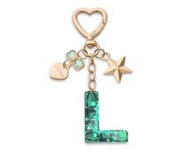 CHUQING Porte-clés lettre avec initiale avec lettres pour filles et femmes Vert-L