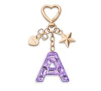 CHUQING Porte-clés lettre avec initiale avec lettres pour filles et femmes Violet A