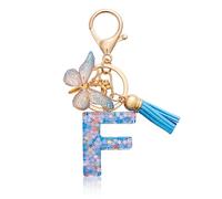 CHUQING Porte-clés lettre porte-clés initial avec papillon pour femme, kl-bleu, S