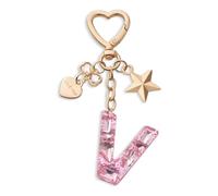 CHUQING Porte-clés lettre rose avec initiale avec lettres pour filles et femmes, Rose-W, S
