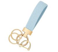 CHUQING Porte-clés voiture, cordon en macramé, porte-clés court élastique pour femme, Bleu ciel, Medium