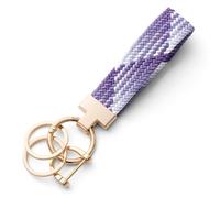 CHUQING porte-clés voiture porte-clés macramé court élastique porte-clés femme, Blanc violet, S