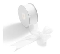 CHUQING Ruban cadeau blanc en mousseline de soie - Ruban décoratif pour emballage cadeau - Mariage - Couture - Ruban large 38 mm - 23 m