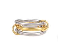 CHUQIU Bagues empilables pour femme en acier inoxydable 18 carats - Ne ternit pas - Plusieurs anneaux empilés - Or et argent - Tailles 6 à 10, Acier inoxydable, alliage, Aucune pierre précieuse