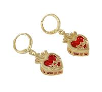 CHUQIU Boucles d'oreilles Sacré-Cœur de Jésus Cœur Immaculé de Marie | Boucles d'oreilles en forme de cœur sacré en zircon rouge/rose pour Noël, anniversaire, Thanksgiving, Saint-Valentin