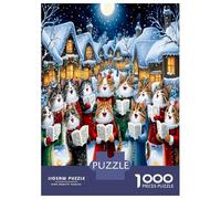 Chœur de Chats de Noël 1000 Pièces Puzzle Classique Joie féline Festive Coffret Puzzle Carton Épais - Ultra Dur, Détente Et Créativité, Idéal pour Loisirs Indoor Et Petits Cadeaux 52x38cm/1000pcs
