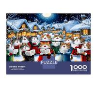 Chœur de Chats de Noël 1000 Pièces Puzzle Premium Joie féline Festive Puzzle Classique Carton Épais - Ultra Dur, Anti-Stress Détente, Idéal pour Les Loisirs Indoor Amusants 70x50cm/1000pcs
